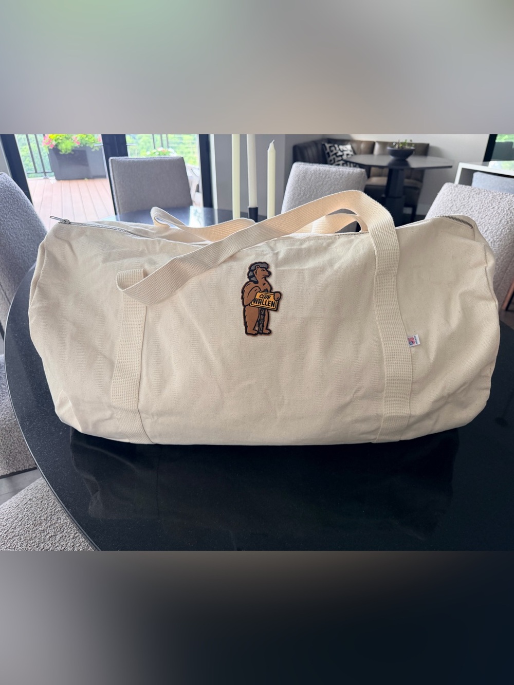 Club Wallen Canvas Duffel Bag with Bear Patch